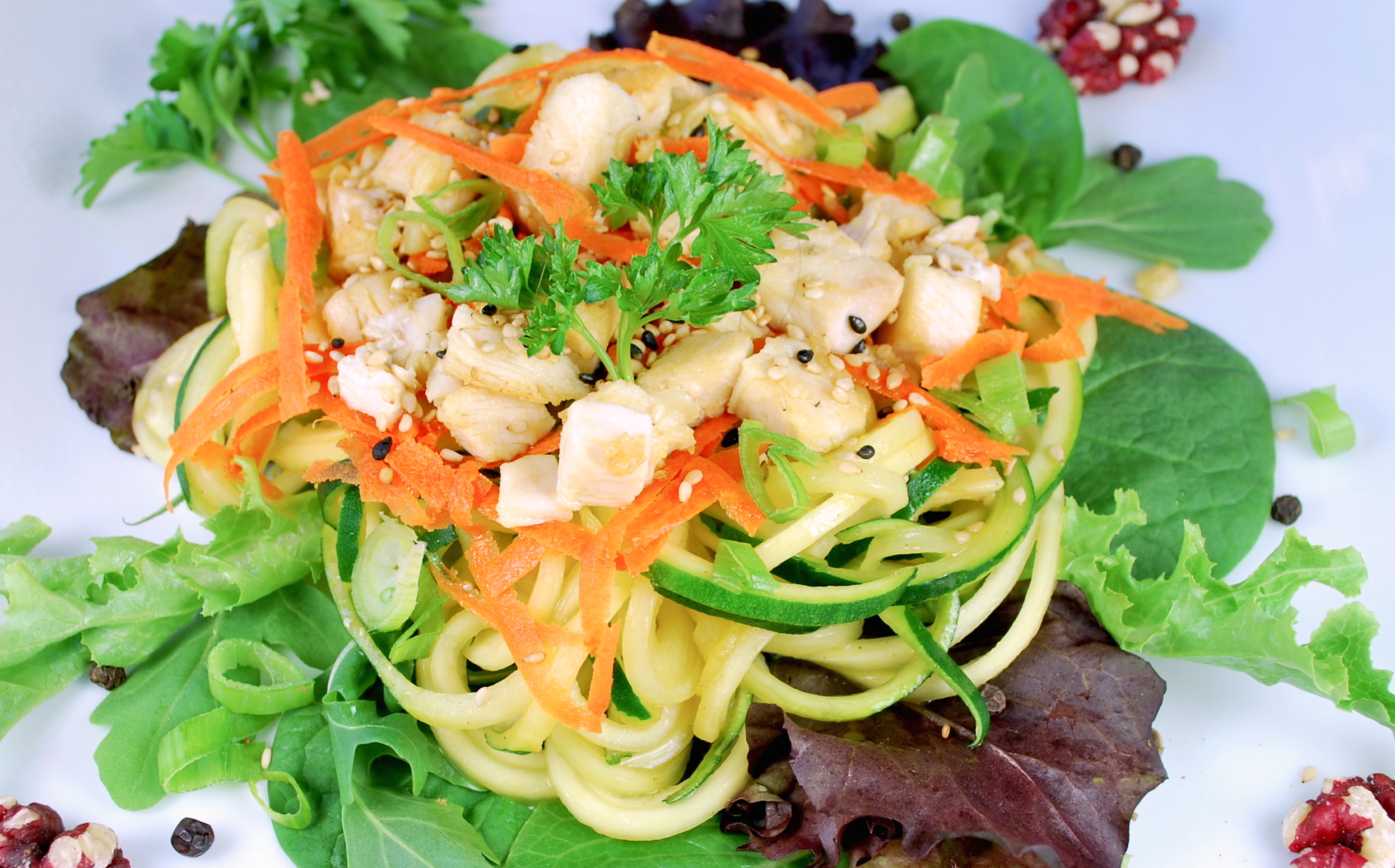 spiralizing recipes - salads - Asian Chicken Noodle salad