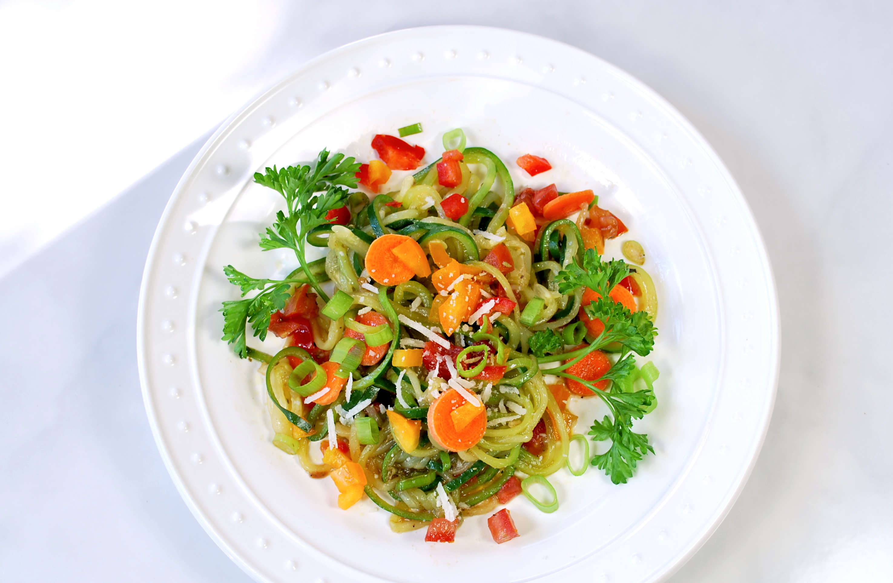 spiralizing recipes - salads - pasta primavera salad